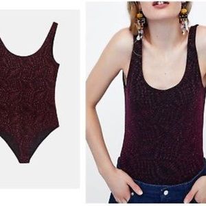 Zara black& pink sparkly tank top bodysuit